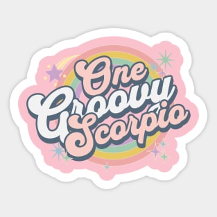 One Groovy Scorpio Cute Retro Design in Pastel Colors Sticker